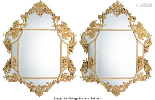 A Pair of Louis XV-Style Gilt Bronze Mirrors, 19th century 5...
