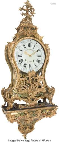 A Louis XV-Style Inlaid Gilt Bronze Mantle Clock, Works by C...