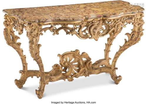 A French Louis XV Giltwood Console Table with Breche D`Alep ...
