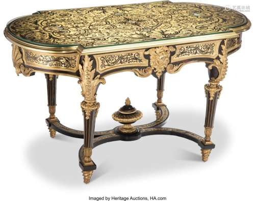 A Louis XIV-Style Boullework Center Table, 19th century 30-3...