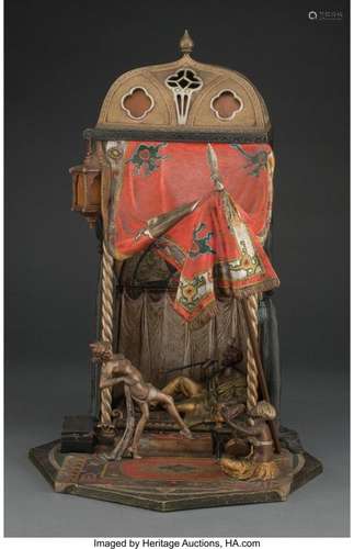 A Bruno Zach Cold Painted Bronze Figural Lamp, circa 1900 Ma...