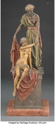 An Austrian Cold Painted Bronze Figural Group: Female and At...