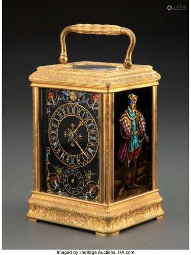 A Pierre and Alfred Drocourt Limoges Enamel and Gilt Brass C...