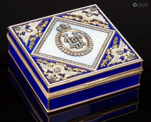 A 14K Vari-Color Gold, Guilloché Enamel, and Diamond-Mounted...