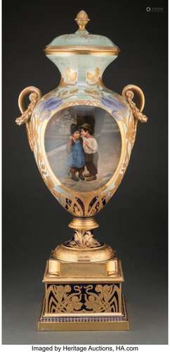 A Royal Vienna Partial-Gilt Porcelain Covered Urn: A Secret,...