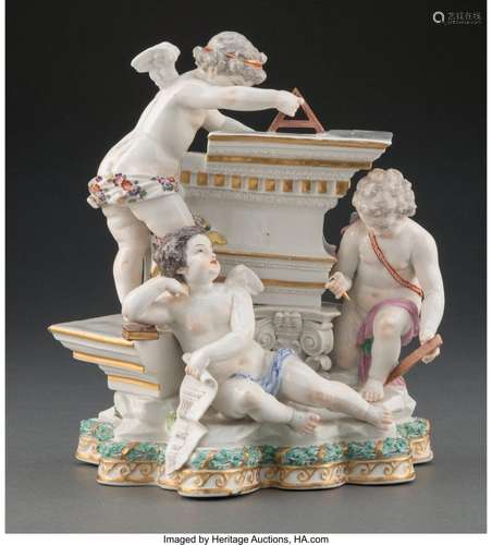 A Meissen Partial-Gilt Porcelain Figural Group: Allegory of ...