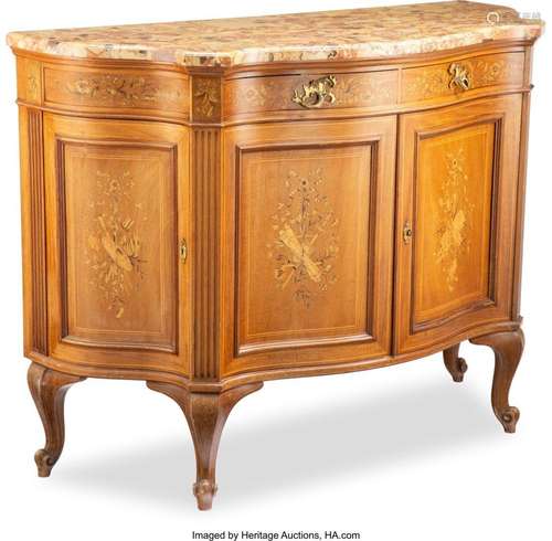 A Louis XV-Style Inlaid Marquetry Commode with Breche d`Alep...