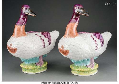 A Pair of Mottahedeh Porcelain Geese, 20th century Marks: A ...