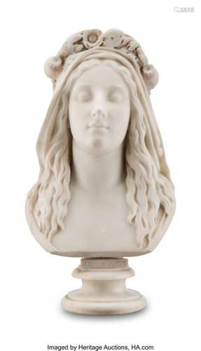 An Italian Marble Bust: The Night, 1873 Marks: A. Tabacci fe...