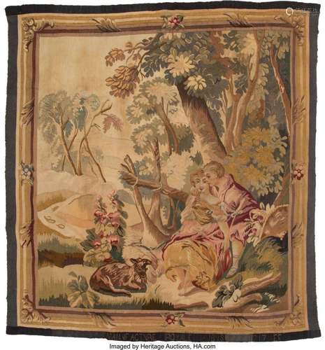 A French Aubusson Tapestry with Pastoral Scene, 18th century...