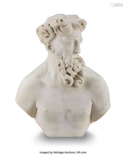 An Italian Marble Bust: Hercules, 19th century 21 x 15-1/2 x...