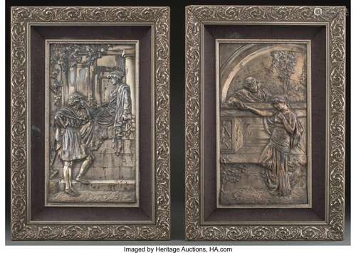 A Pair of Continental Partially Silvered Metal High Relief P...