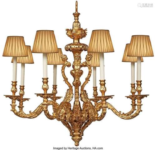 A Napoleon III Gilt Bronze Eight-Light Chandelier, late 19th...