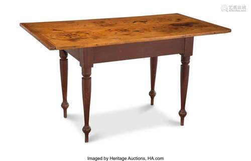 An Early American Double Pine Board Harvest Table, early 19t...