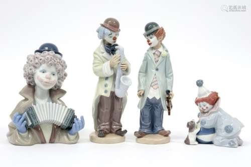 four clown's figures in Lladro marked porcelain