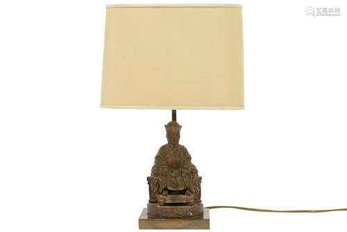 nineties' lamp with an antique Japanese wood sculpture
