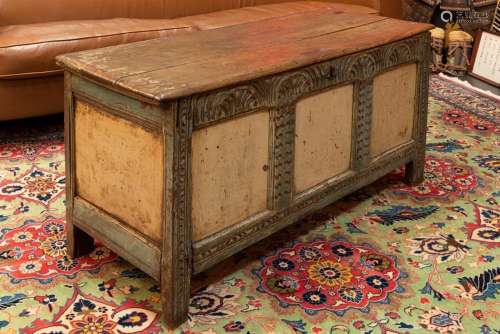 18th Cent. English chest in oak with later polychromy