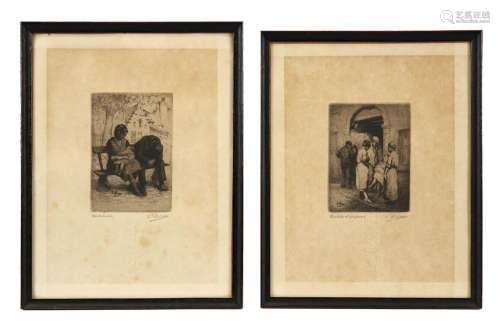 two Belgian etchings signed Kurt Peiser