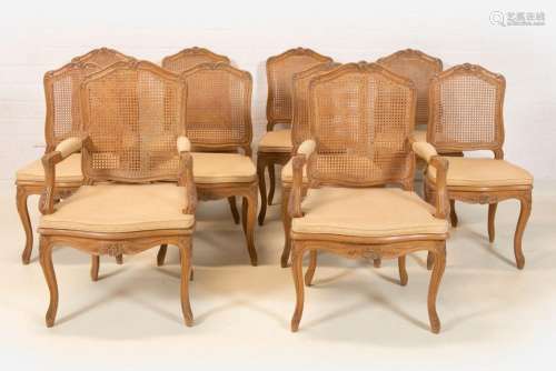 Louis XV style set (10) of 8 chairs and two armchairs in cer...