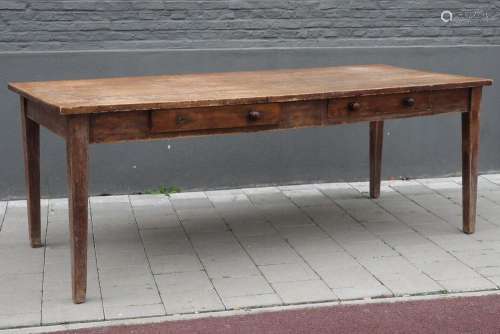 antique refectory table with two drawers in oak