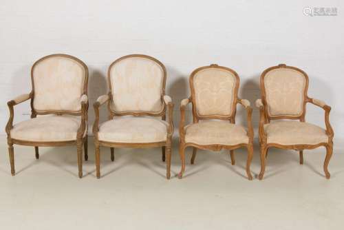 set of four neoclassical armchairs in cerused wood