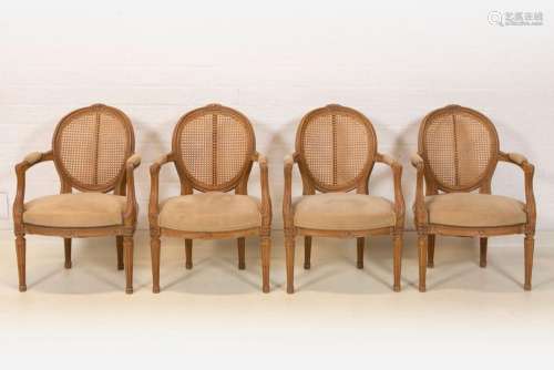 two pairs of armchairs in cerused wood