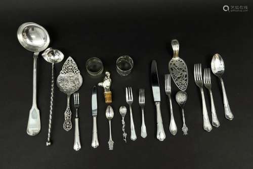 silverplated cutlery set and two silver smalls