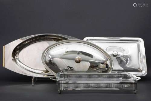 two silverplated lidded tureens