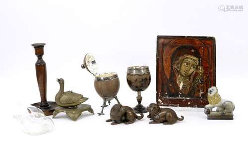 various items amonst which an antique icon