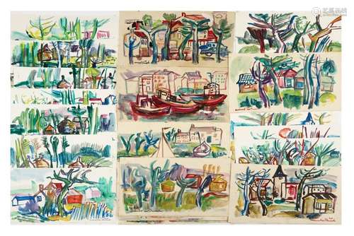 collection of watercolours by the 20th Cent. Belgian artist ...