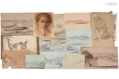 various lot with engraving, drawings and mixed media works