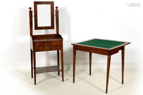 antique neoclassical games-table and an antique makeup table...