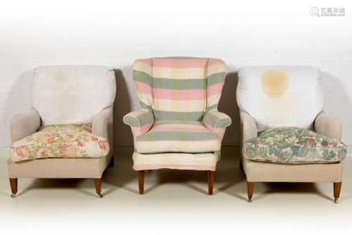 three armchairs, made by A. Vervoordt, who furnished the vil...