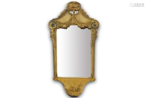 Art Deco mirror with frame in polychromed wood