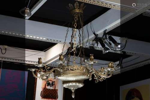antique French Charles X style candle chandelier in silverpl...