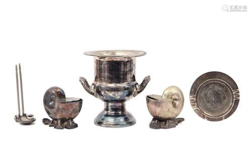 several silverplated items