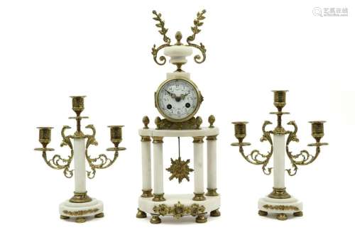 antique neoclassical 3pc garniture in marble and b…