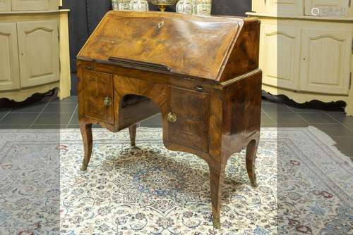 antique, possibly 18th Cent., bureau in burr of wa…