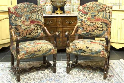 pair of 17th Cent. early Louis XIV style armchairs…