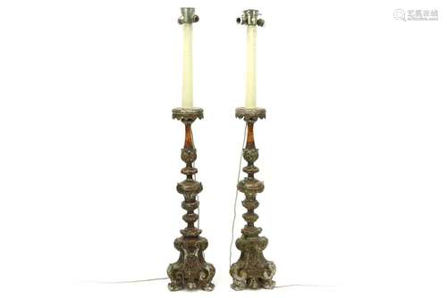 pair of antique baroque style candlesticks in scul…