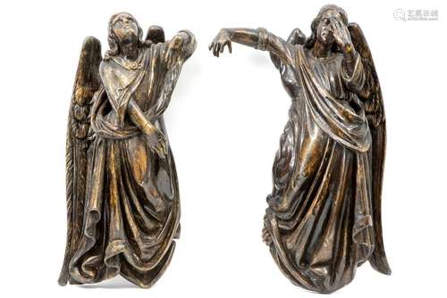 pair of antique "Angel" sculptures in wood…