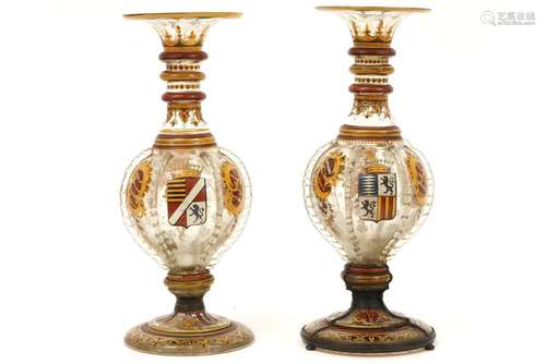 pair of 18th Cent. Dutch alliance cups in glass ea…