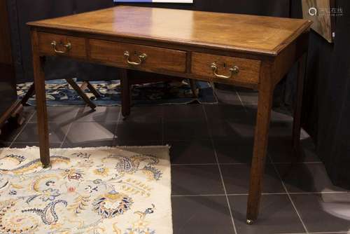 antique English library table in mahogany with thr…