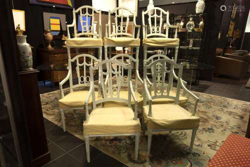 set of eight antique neoclassical armchairs in pai…
