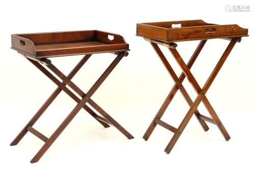 two antique mahogany butler trays on stand…