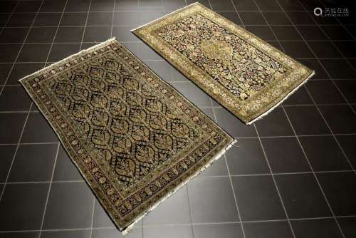 two small Persian Qom in silk…