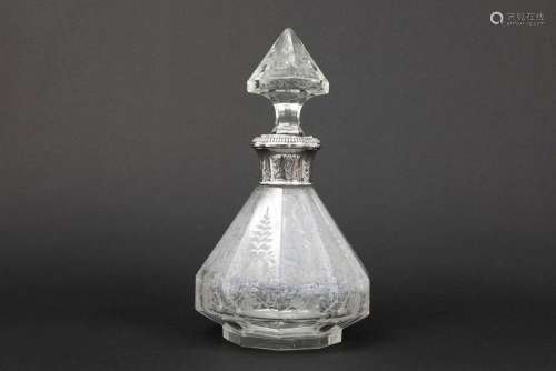 nice old decanter in crystal with etched decor and…
