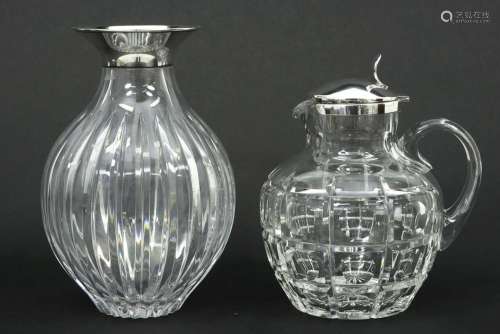 vase and decanter in clear cut glass and marked si…