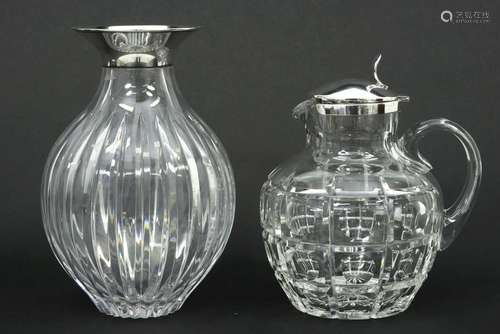 vase and decanter in clear cut glass and marked si…