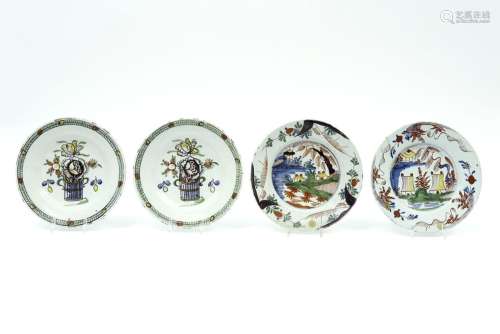 four plates in 18th Cent. ceramic from Delft with …